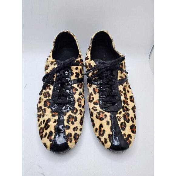 Women's Cole Haan Bria Leopard Print Casual Sneakers Size 7B NikeAir Calf Hair - Picture 1 of 6